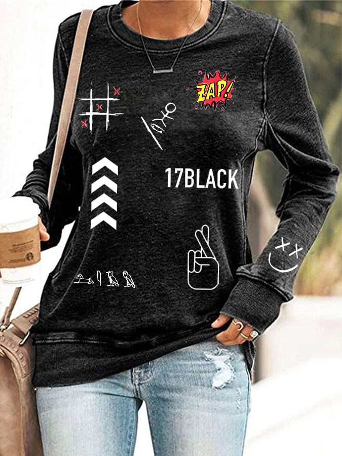 Women's Hot Character Printed Round Neck Sweatshirt