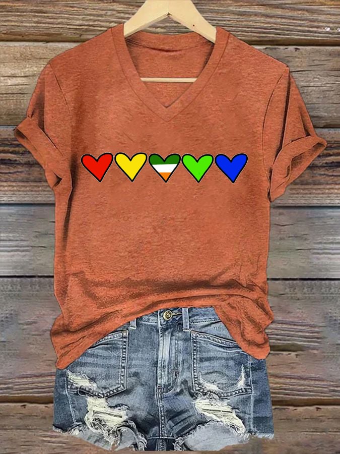 Women'S Casual V-Neck Printed T-Shirt