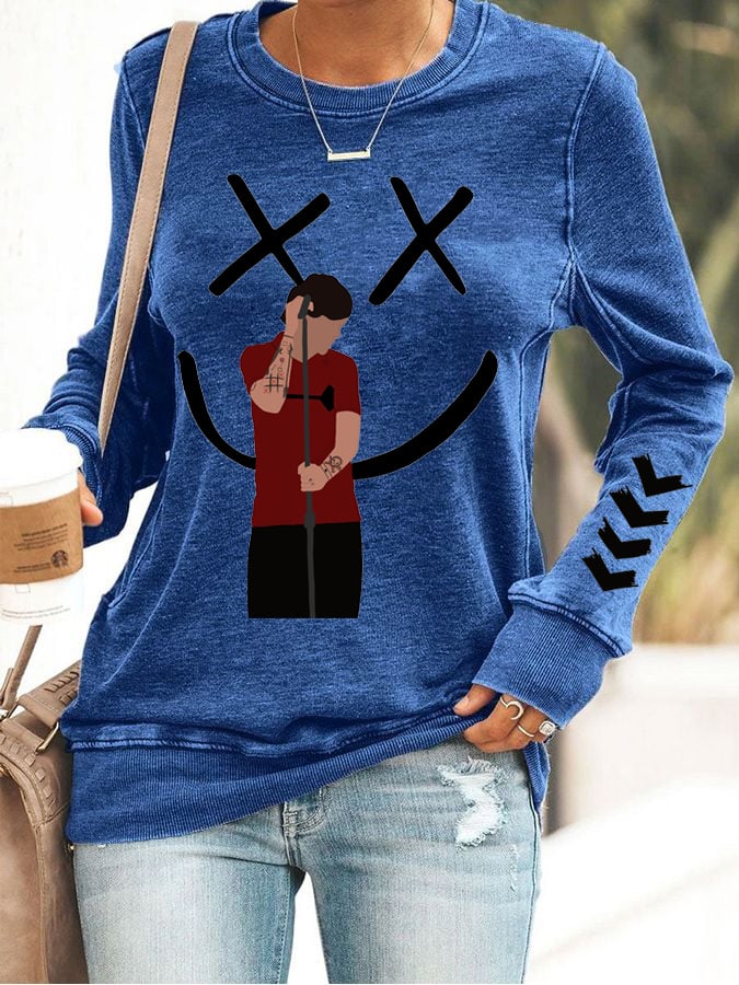 Women's Hot Character Printed Round Neck Sweatshirt