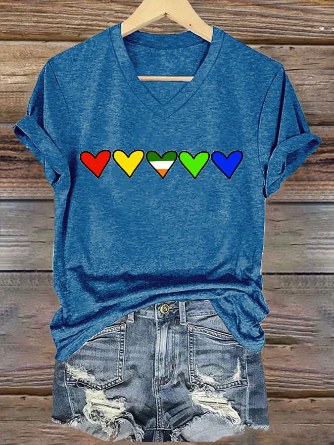 Women'S Casual V-Neck Printed T-Shirt