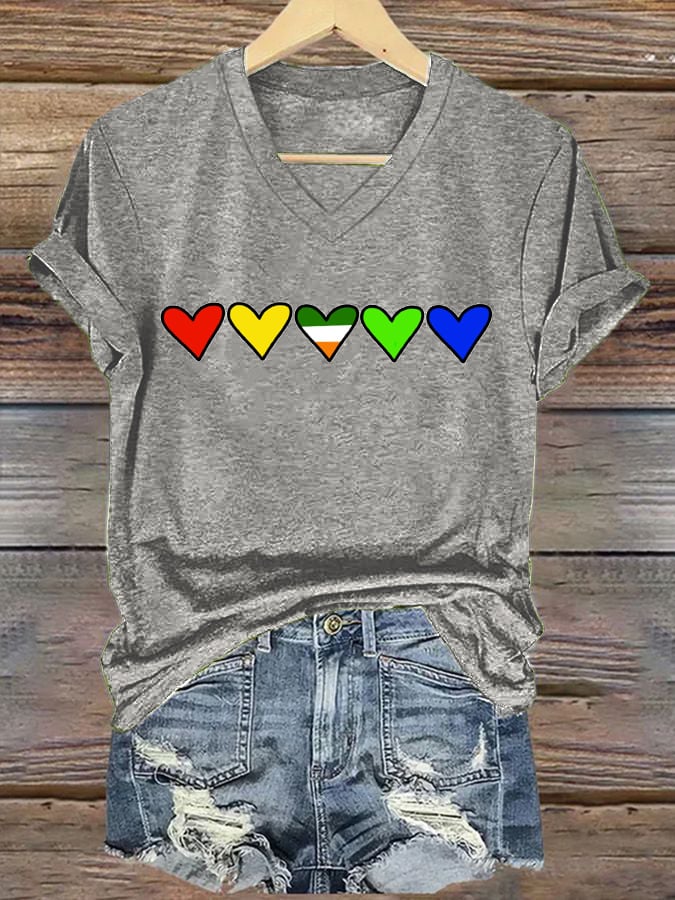 Women'S Casual V-Neck Printed T-Shirt