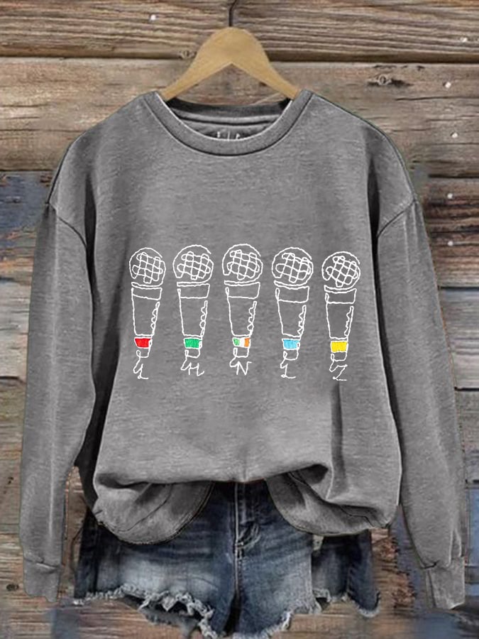 Women's Band Microphones Print Casual Sweatshirt