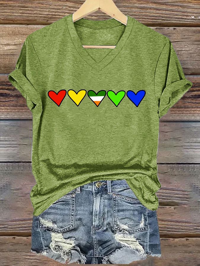 Women'S Casual V-Neck Printed T-Shirt