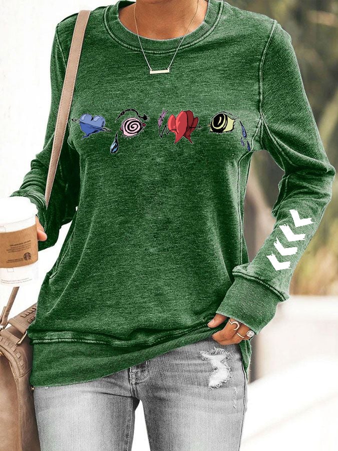 Women's Hot Character Printed Round Neck Sweatshirt