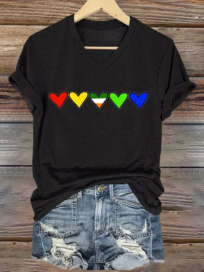 Women'S Casual V-Neck Printed T-Shirt