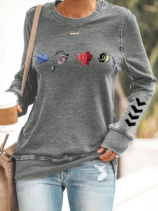Women's Hot Character Printed Round Neck Sweatshirt