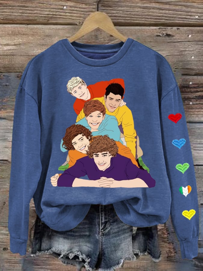 Women's 1D Print Round Neck Sweatshirt