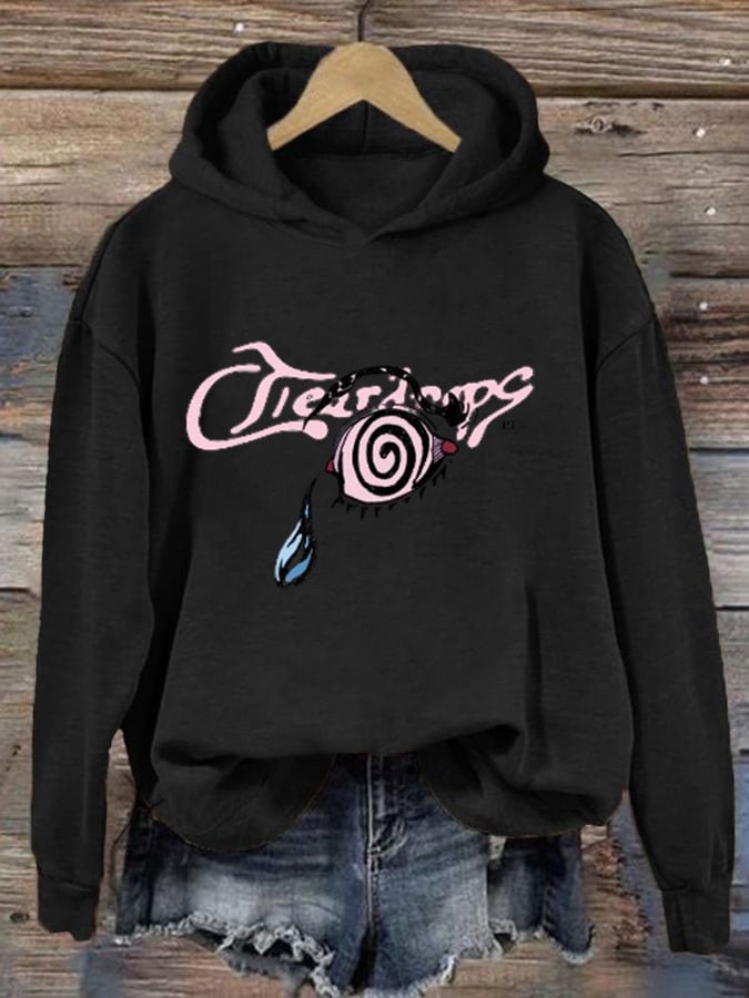 Women's Liam Payne Song Teardrops Print Casual Hoodie