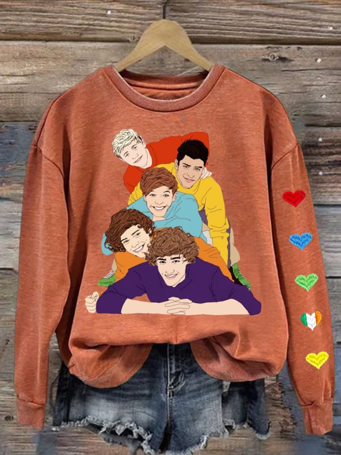 Women's 1D Print Round Neck Sweatshirt