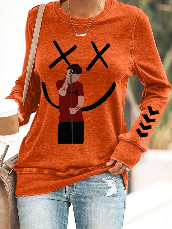 Women's Hot Character Printed Round Neck Sweatshirt