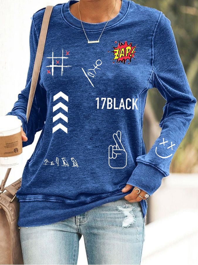Women's Hot Character Printed Round Neck Sweatshirt