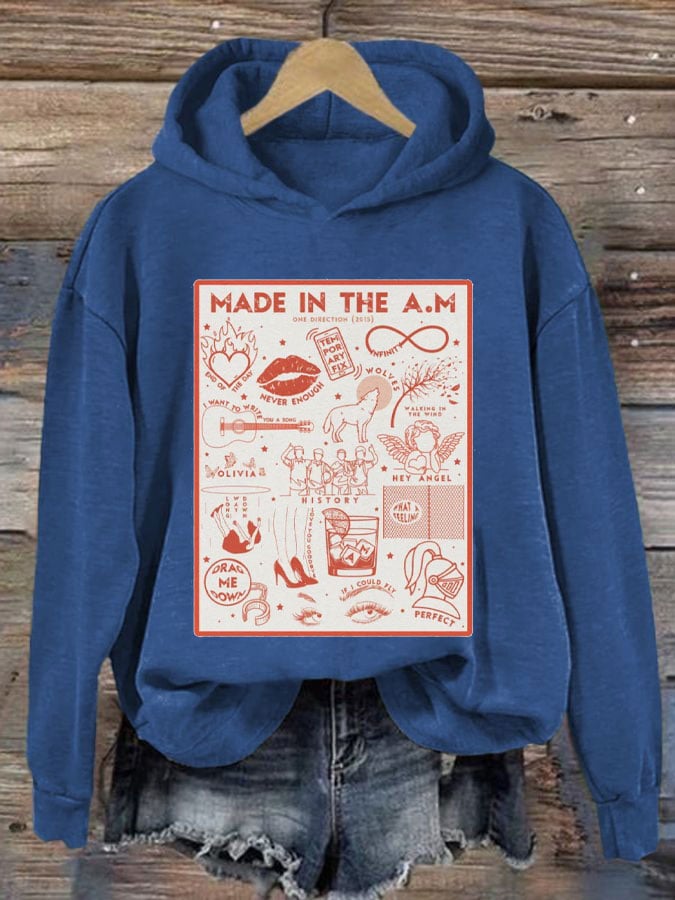 Women's One Direction Album Print Casual Hoodie