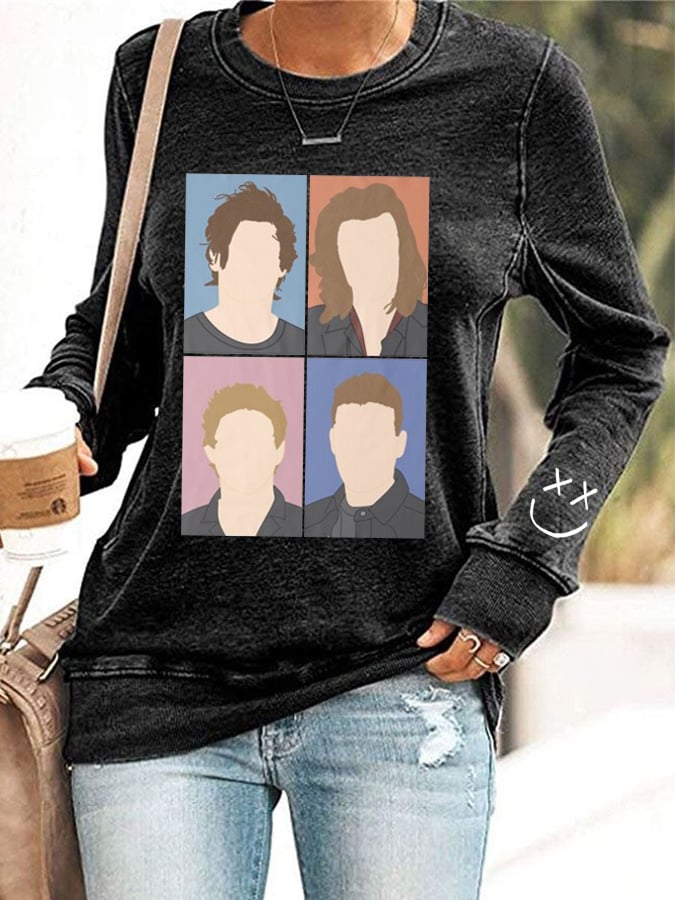 Women's Hot Character Printed Round Neck Sweatshirt