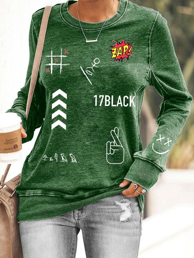 Women's Hot Character Printed Round Neck Sweatshirt
