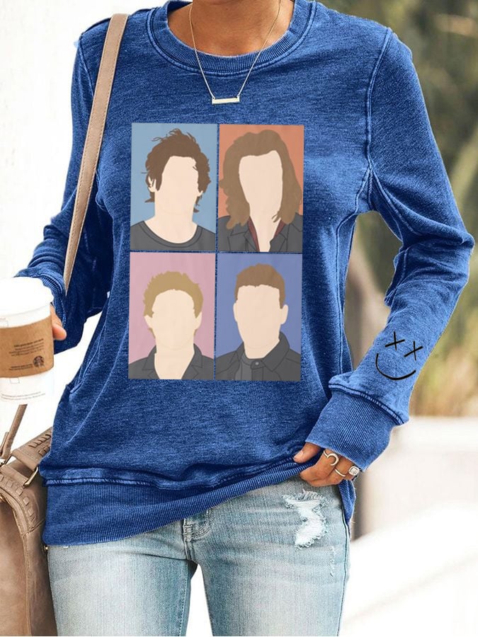 Women's Hot Character Printed Round Neck Sweatshirt