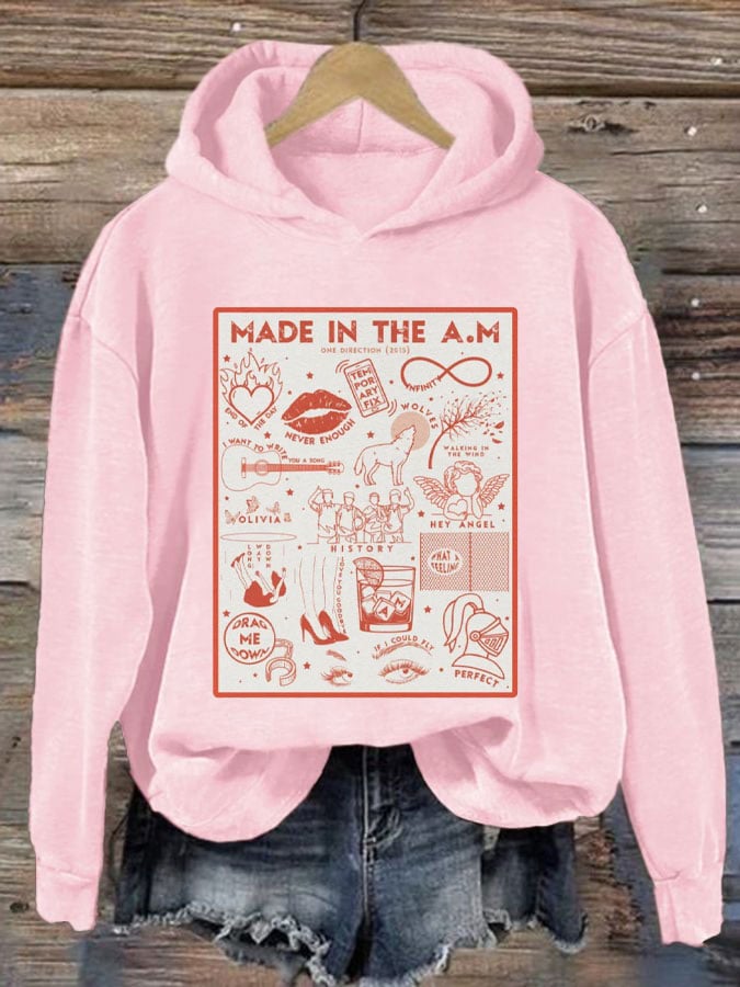 Women's One Direction Album Print Casual Hoodie