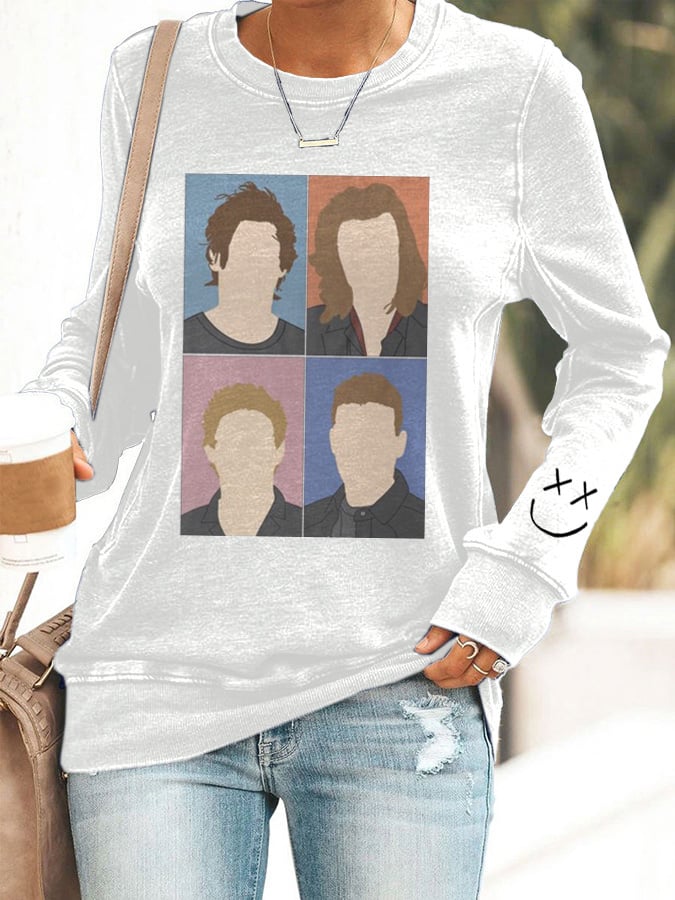 Women's Hot Character Printed Round Neck Sweatshirt