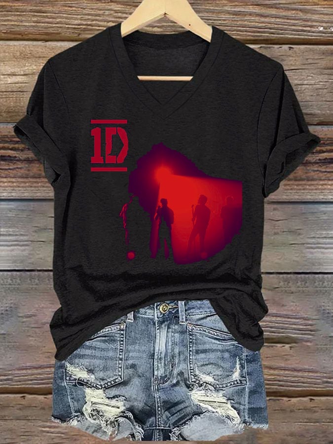 Women'S Casual V-Neck Printed T-Shirt