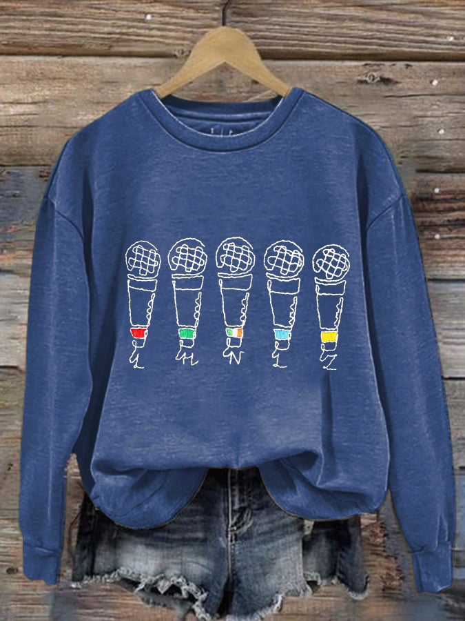 Women's Band Microphones Print Casual Sweatshirt