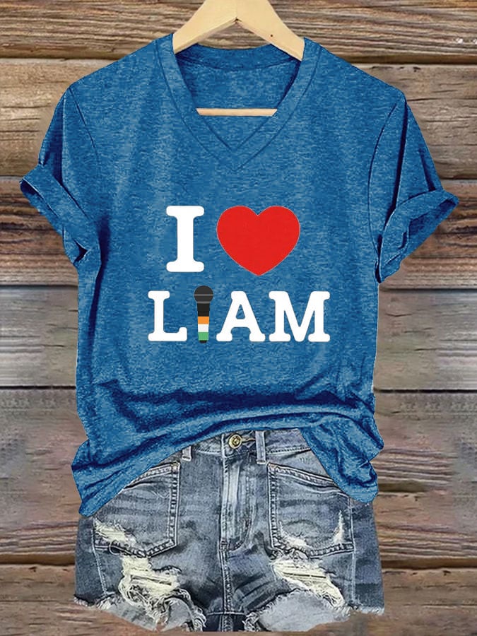 Women's Casual Printed V-neck T-shirt