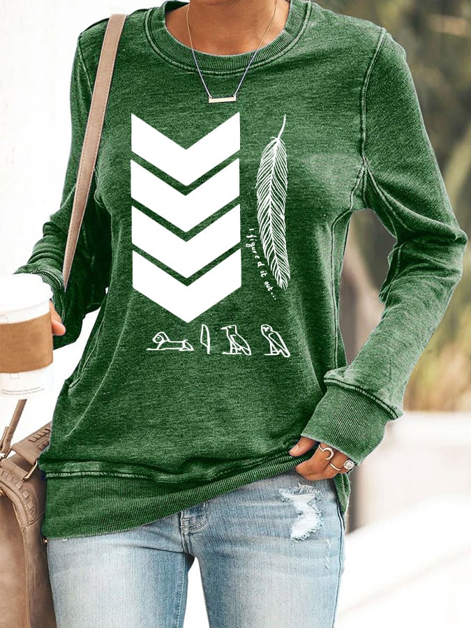 Women's Vintage Printed Round Neck Casual Sweatshirt