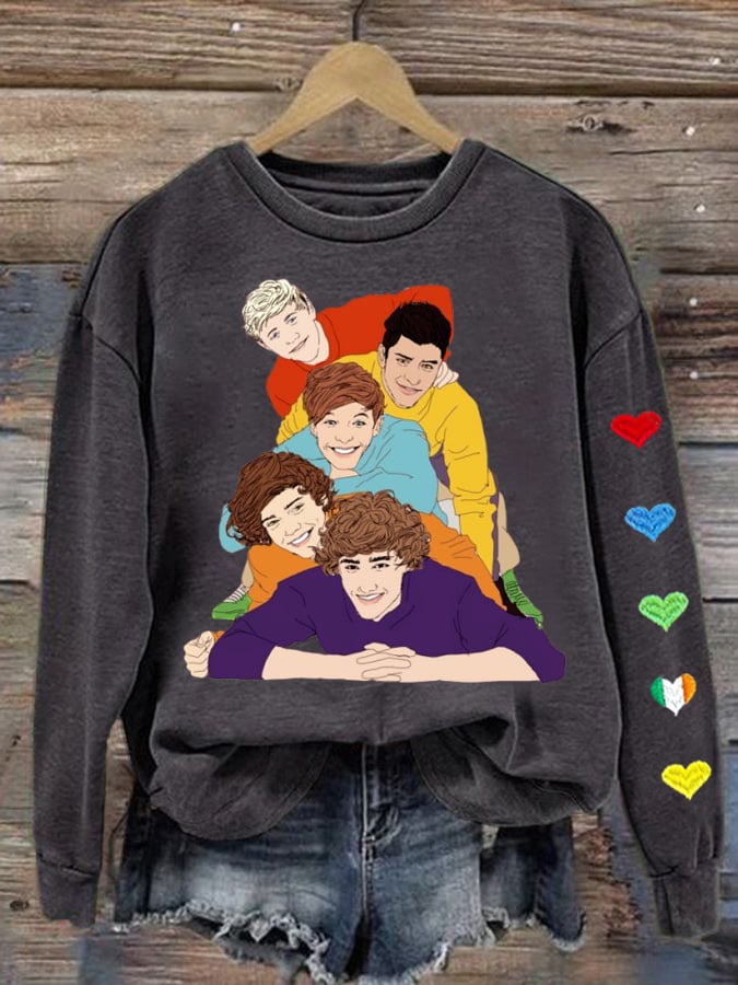 Women's 1D Print Round Neck Sweatshirt