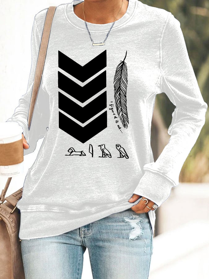 Women's Vintage Printed Round Neck Casual Sweatshirt