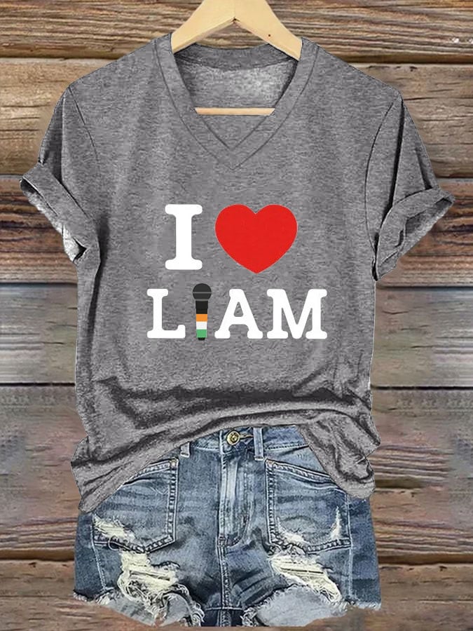 Women's Casual Printed V-neck T-shirt