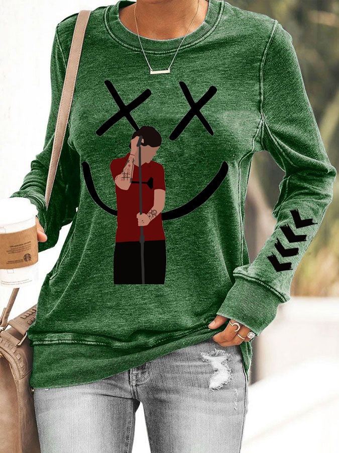 Women's Hot Character Printed Round Neck Sweatshirt
