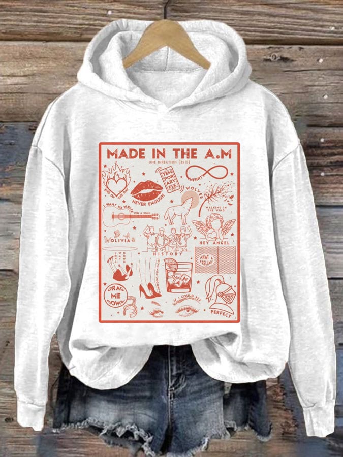 Women's One Direction Album Print Casual Hoodie