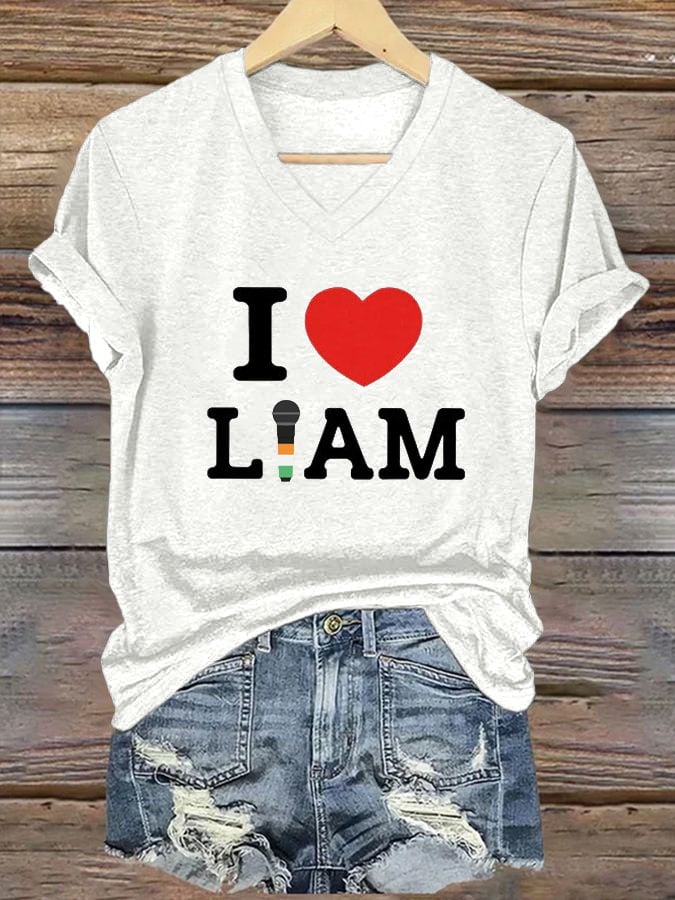 Women's Casual Printed V-neck T-shirt