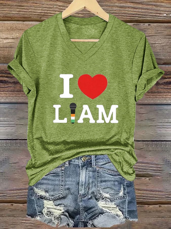 Women's Casual Printed V-neck T-shirt