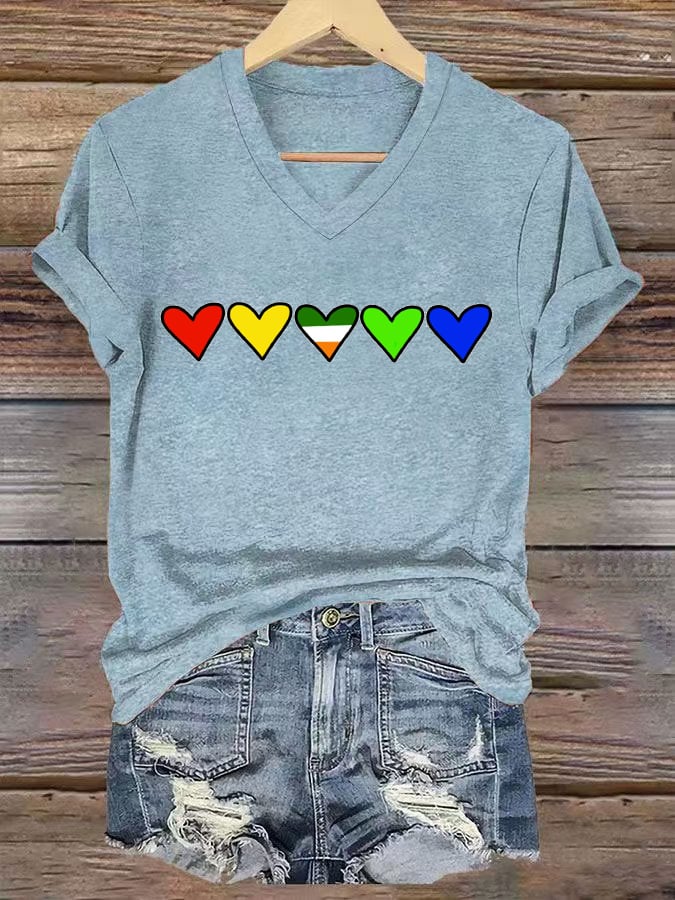 Women'S Casual V-Neck Printed T-Shirt