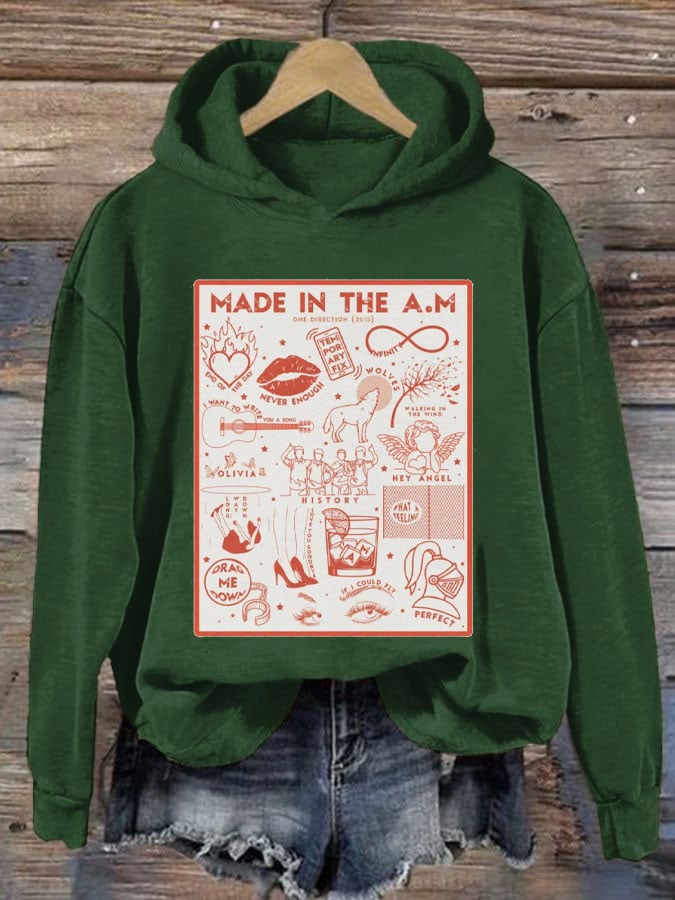 Women's One Direction Album Print Casual Hoodie