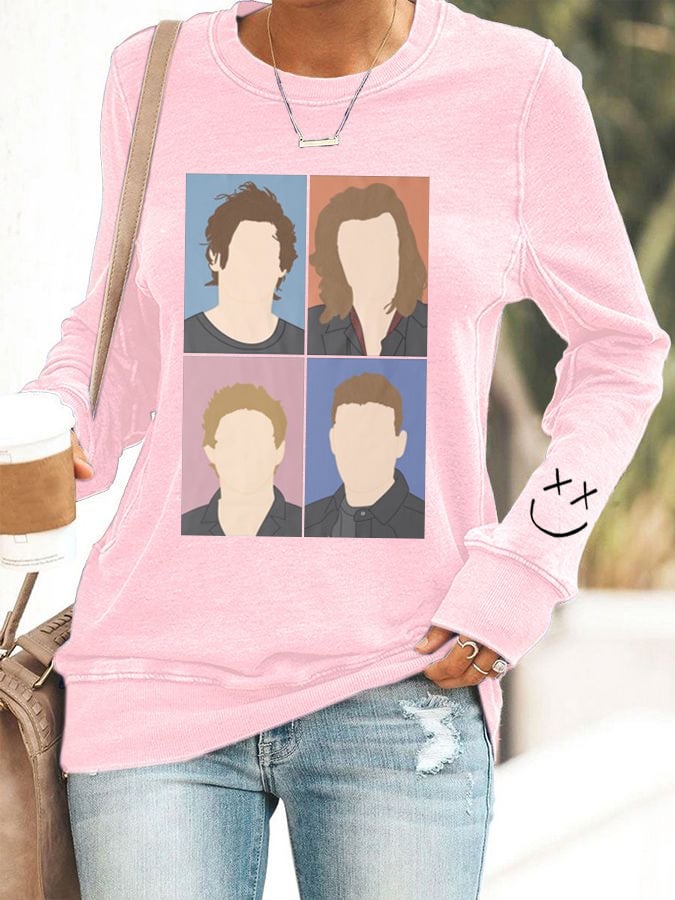 Women's Hot Character Printed Round Neck Sweatshirt