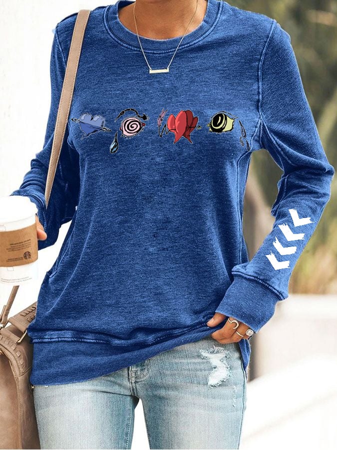 Women's Hot Character Printed Round Neck Sweatshirt