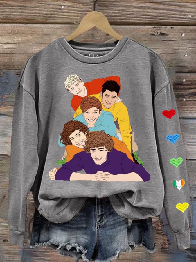 Women's 1D Print Round Neck Sweatshirt