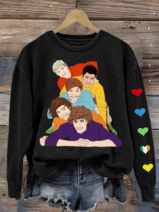 Women's 1D Print Round Neck Sweatshirt