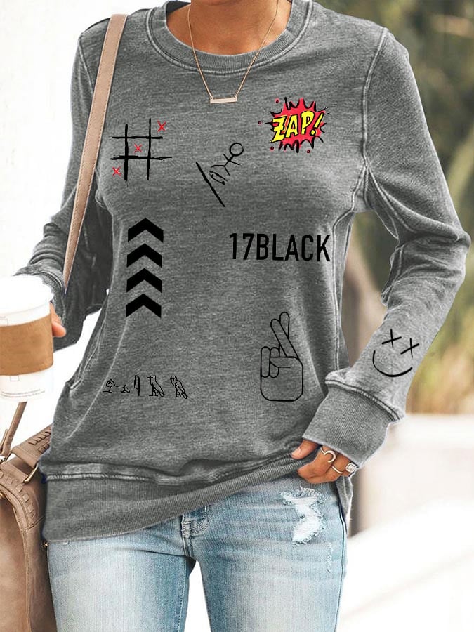 Women's Hot Character Printed Round Neck Sweatshirt