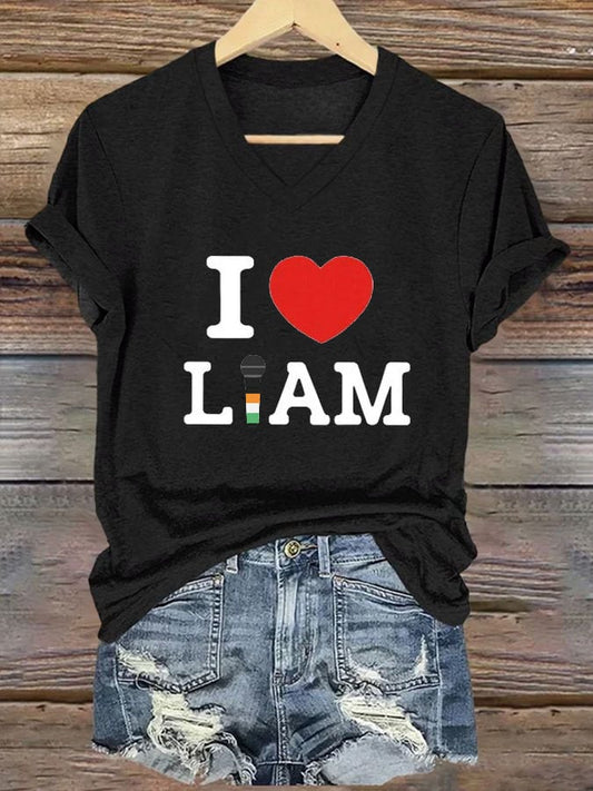 Women's Casual Printed V-neck T-shirt