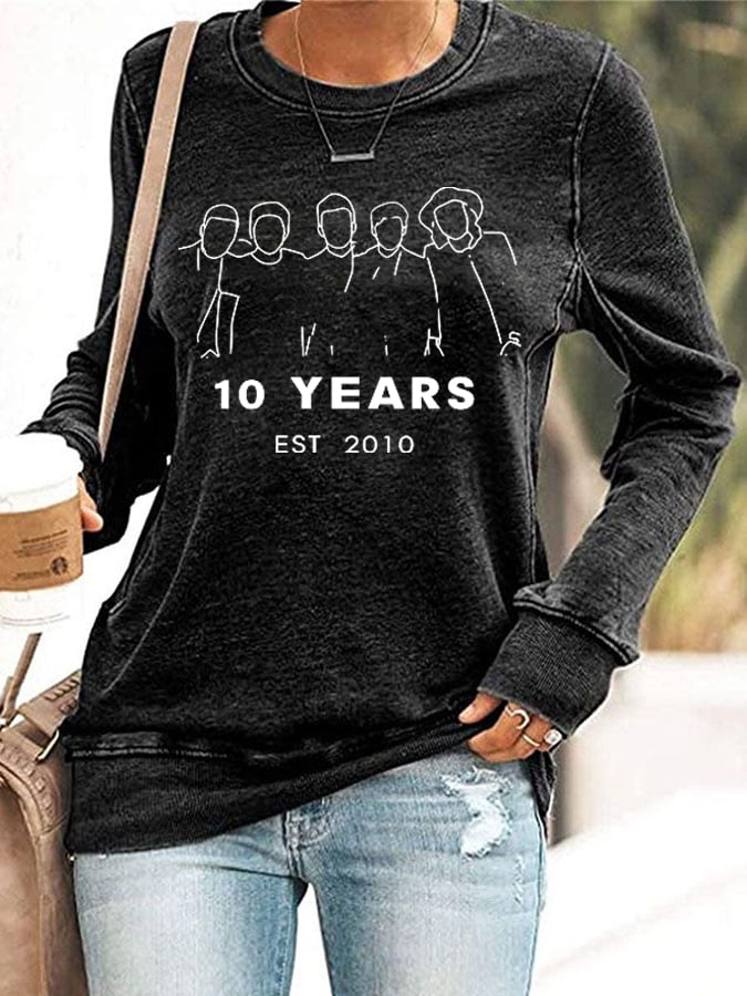 Women's 1D Print Round Neck Casual Sweatshirt