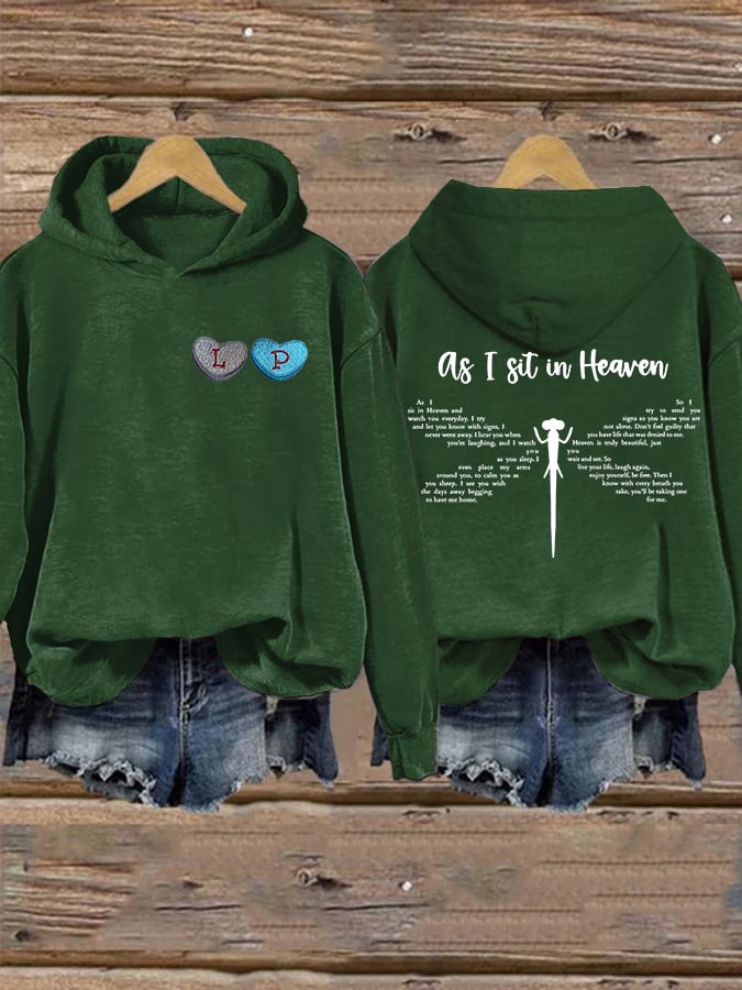 Women'S Retro RIP As I Sit In Heaven Printed Hoodie