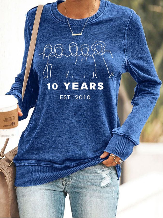 Women's 1D Print Round Neck Casual Sweatshirt
