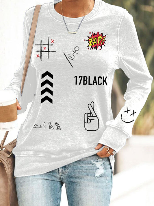 Women's Hot Character Printed Round Neck Sweatshirt