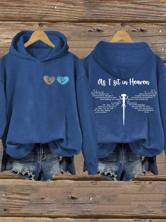 Women'S Retro RIP As I Sit In Heaven Printed Hoodie