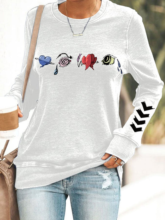 Women's Hot Character Printed Round Neck Sweatshirt
