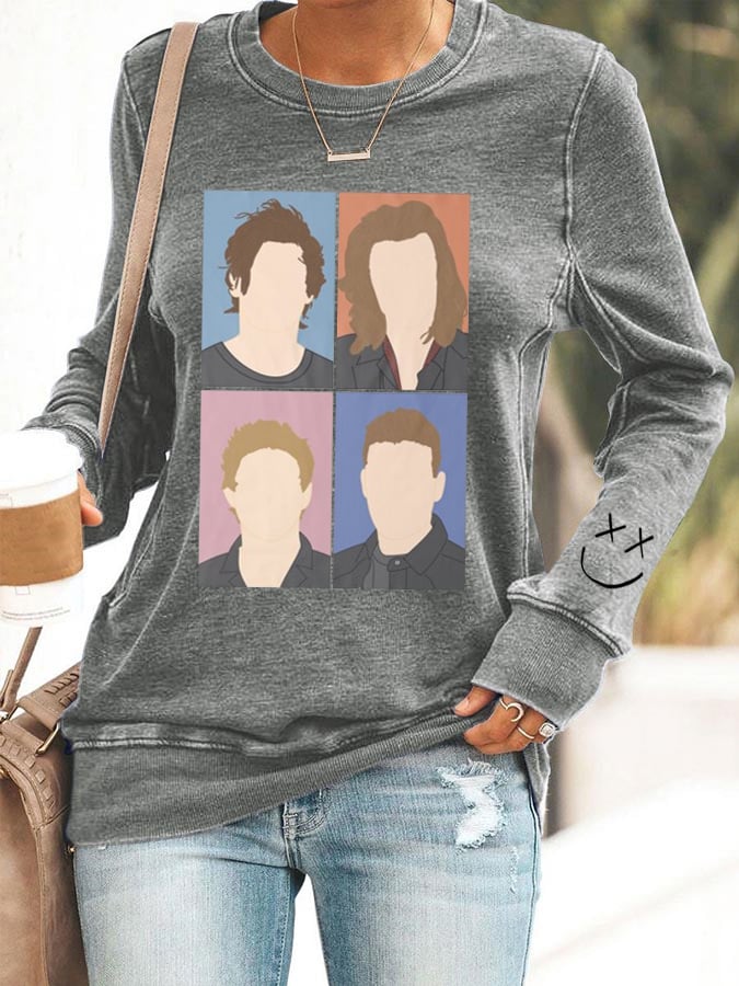 Women's Hot Character Printed Round Neck Sweatshirt