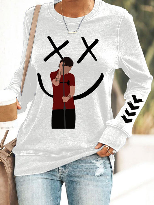 Women's Hot Character Printed Round Neck Sweatshirt
