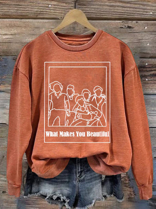 Women'S What Makes You Beautiful Casual Printed Sweatshirt