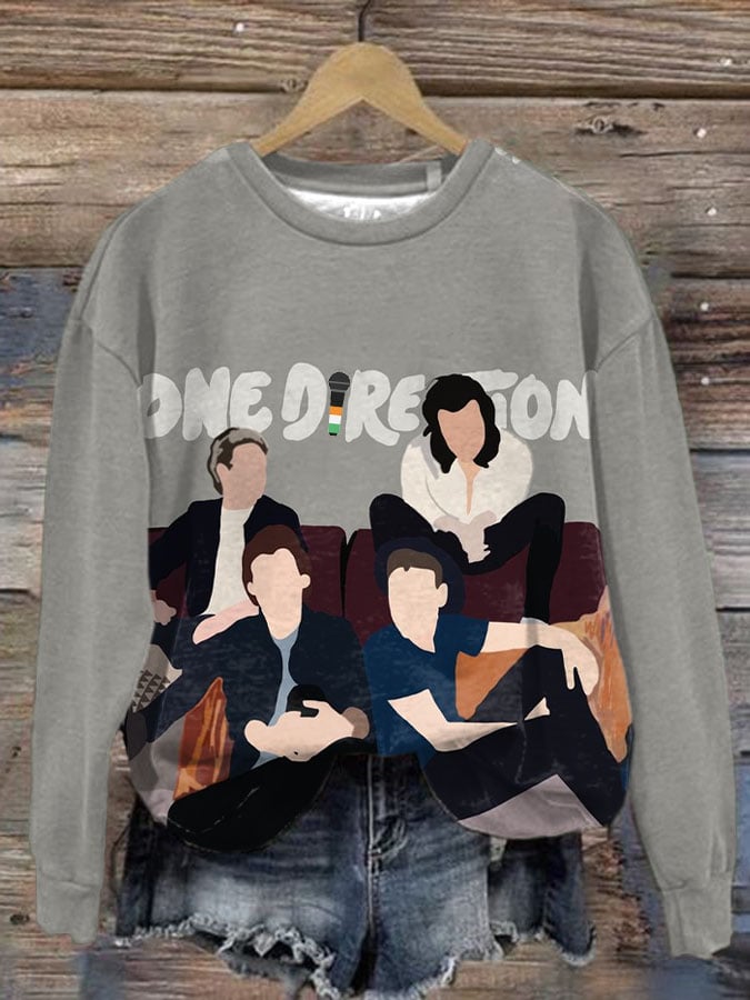 Women's Casual Printed Long Sleeve Crew Neck Pullover